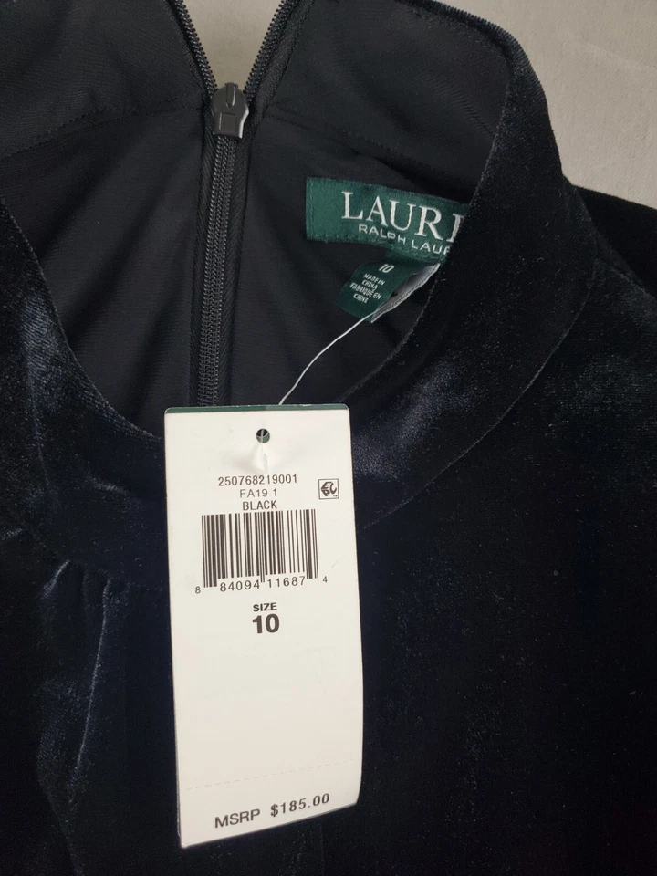 Mono de mujer LAUREN RALPH LAUREN negro terciopelo corpiño 10 una pieza nuevo Foto 4 de 4