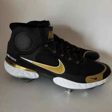 Nike Mens 14 Alpha Huarache Elite 3 Mid Baseball Cleats Black/Gold CK0745-012