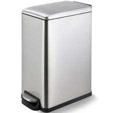 13.2 Gal Slim Trash Can Stainless Steel Step On Kitchen Trash Can Garbage Can