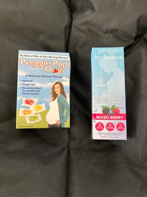 Preggie Pops Drops Assorted 12 lozenges AND Preegie Hydration Support- 3 pack