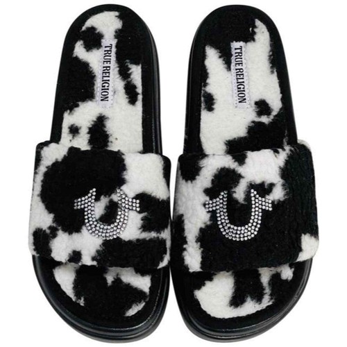 True Religion Lamia Furry Cow Print Slides Sandals 7 | eBay