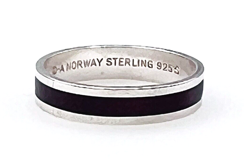 Vintage David Anderson DA Norway Sterling Silver Red Inlay Band Ring Size 5.5 - Picture 3 of 7