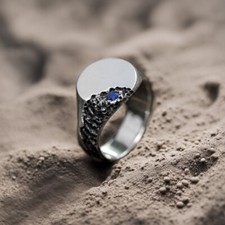 Blue Sapphire Designer Ring 925 Sterling Silver Handmade Gemstone Jewelry
