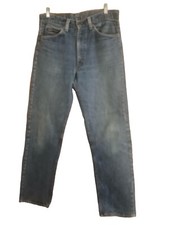 Vintage Levis 505 Straight Leg Made in USA Orange Tab Denim Blue Jeans 32x29.5