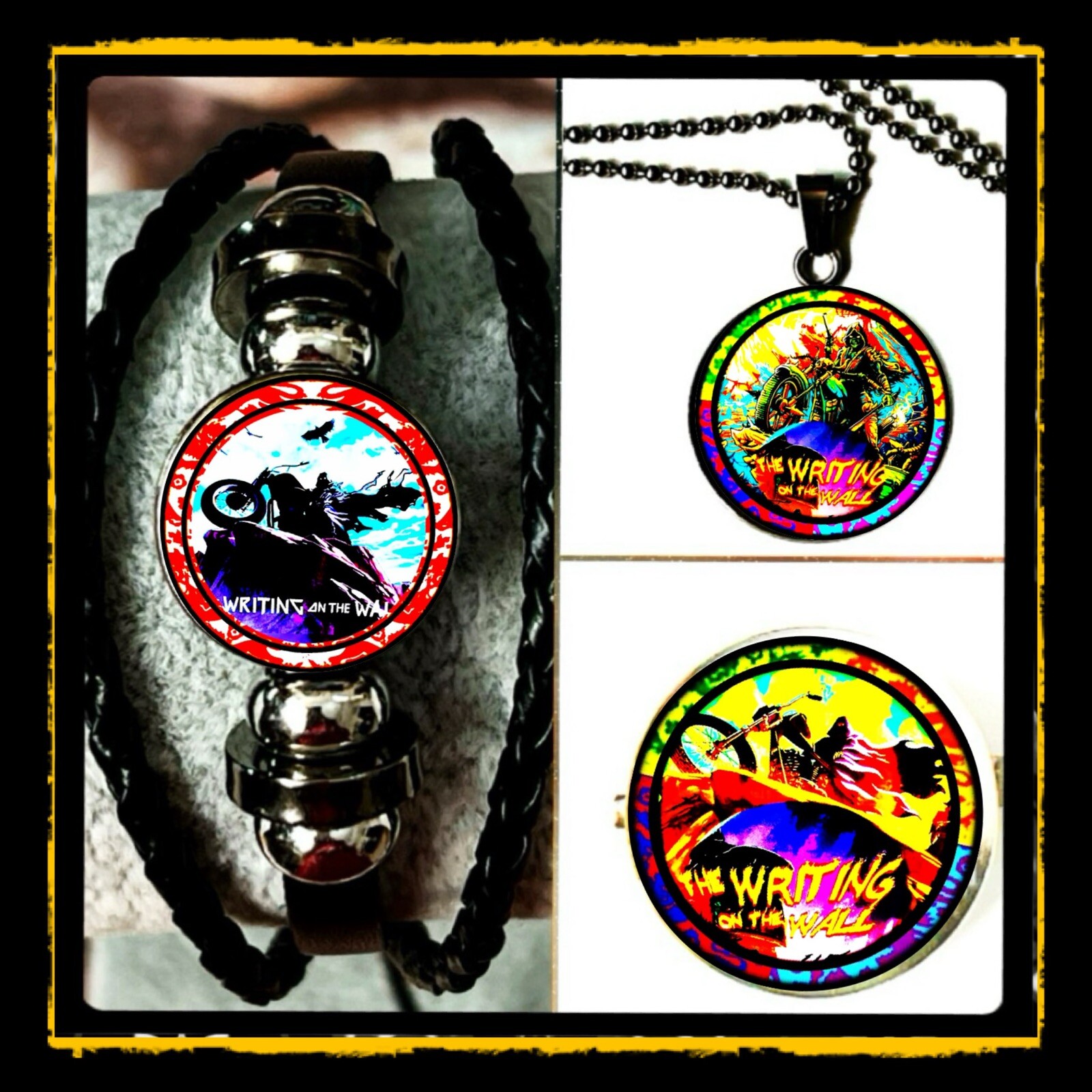 Iron Maiden The Writing on the Wall Bracelet Necklace Pin Set UK Inspired