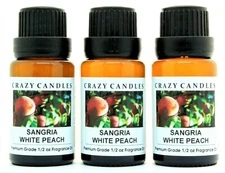 3 Sangria White Peach 1/2oz Premium Grade Scented Fragrance Oil Crazy Candles