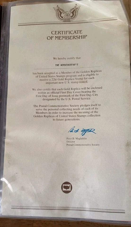 13 Golden Replicas Of United States Stamp Proof Replicas 22kt Gold Collection  - Image 4 of 4