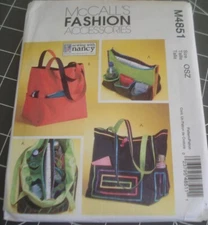 McCall's Sewing with Nancy Pattern 4851 FASHION ACCESSORIES Tote Organizer Bag