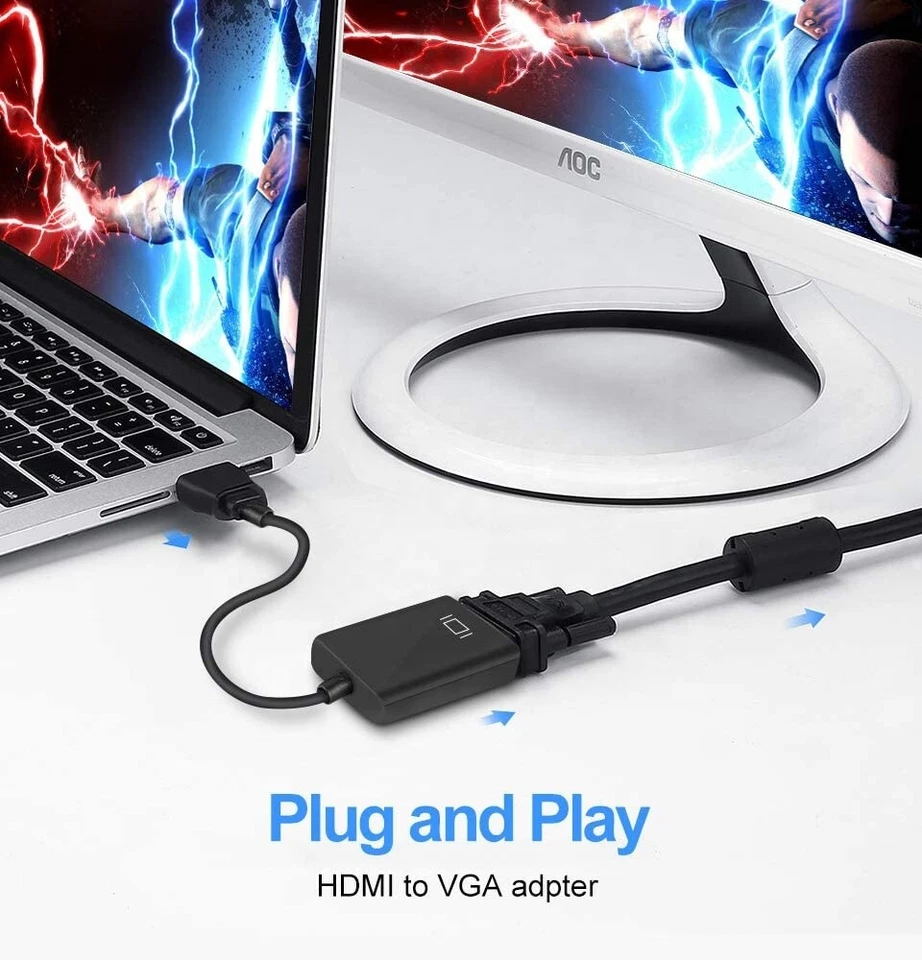 HDMI zu VGA Adapter - HDTV 1080p Konverter - Audio Video D-SUB 15-pol Full HD - Bild 2 von 3