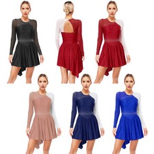 Women's Dress Modern Dancewear Ice Skating Costume Jazz Unitard Keyhole Dresses