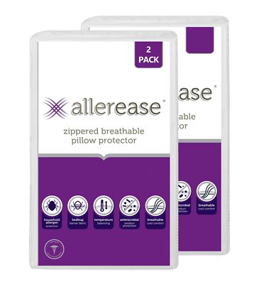 Set of 2 Standard/Queen AllerEase Pillow Protectors - Temperature Balancing, ...