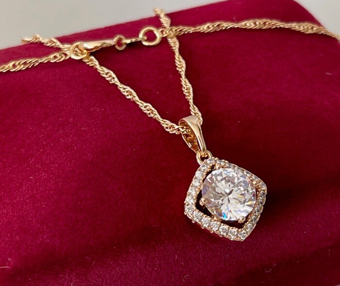 Luxus Halskette Herz Anhänger Zirkonia Collier Rosa 750er RG 18K - Foto 5