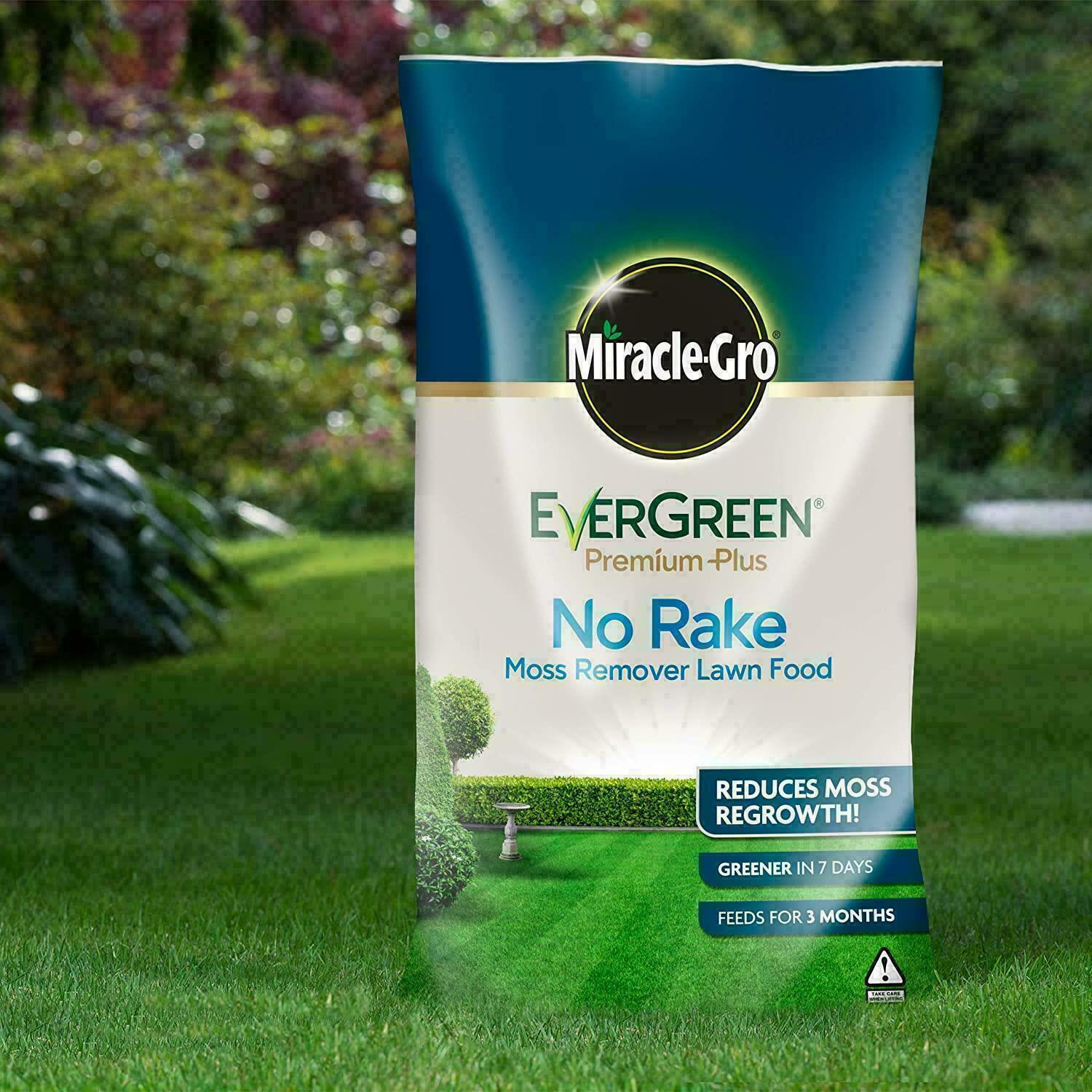 MiracleGro EverGreen Premium Plus No Rake Moss Remover Lawn Food, 10kg