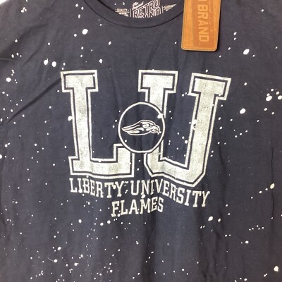 Liberty Flames Retrobrand T Shirt Navy Blue & White Paint Splatter