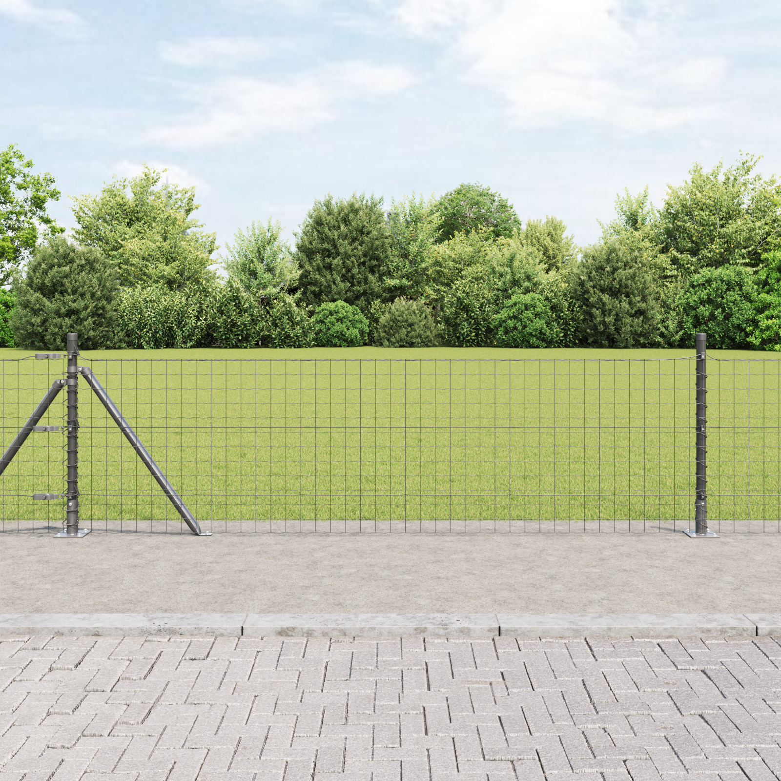 Posti per Fencing con piastra di base 52 pz Ø32mm 50cm in acciaio zincato 210466