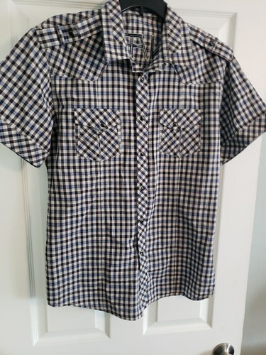 Monarchy collection mens short sleeve plaid embroidered Star patch shirt size L - Picture 4 of 7