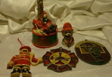 Lot 5 Vtg Fireman Christmas Ornaments  Decor Holiday Festive Collectibles 408
