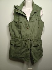 Womens Olive Green Hooded Vest Xl Mudd