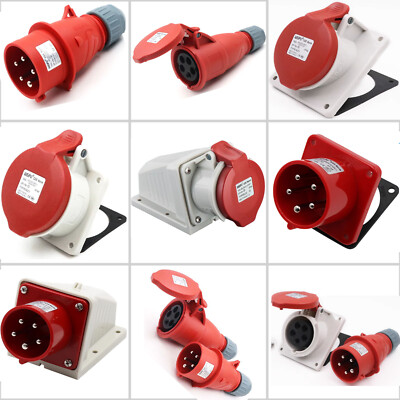 #ad #ad 16A 5 PIN RED INDUSTRIAL PLUGS amp; SOCKETS 3 PHASE 3PNE IP44 MALE FEMALE $252.78