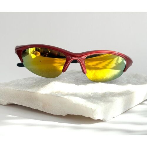Rare Oakley Half Jacket Iridium Red Frame 4-022 Orange Mirror Lens Sunglasses
