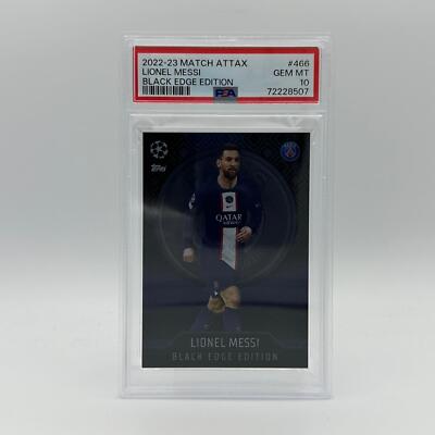 PSA 10 - Lionel Messi #466 - Match Attax 2022-2023 Black Edge