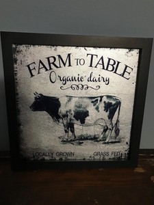 Farmhouse Farm To Table Framed Kitchen Wall Decor Cow Wall Art