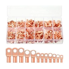 MMOBIEL 170 Pcs Assortment Copper Battery Cable Ends Heavy Duty Wire Lugs AWG...