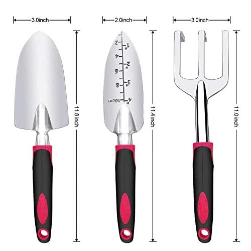 3-Piece Aluminum Garden Tool Set - Hand Shovel, Transplant Shovel, Hand Rake - Picture 2 of 7