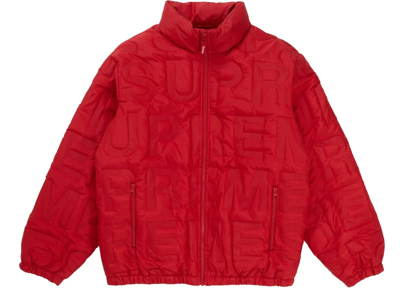 Veste en duvet logo collé SUPREME rouge   taille moyenne\M   tampon chaud hiver SS19
