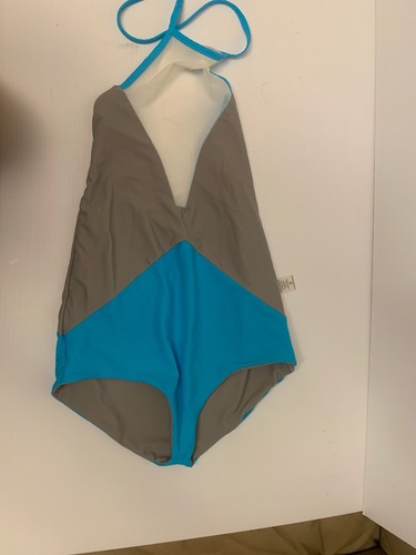 Khongboon Swimwear Oratino one piece, Size S , Fully reversible Baby Blue $ Gray - Picture 3 of 6