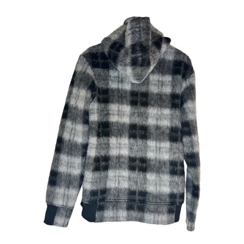 New Twenty Montreal Plaid Wool Blend Fuzzy Kangaroo Pocket Hoodie Pullover Lg - Picture 4 of 13