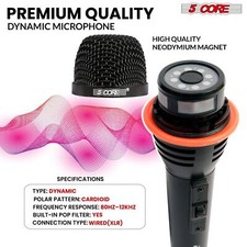 5Core Microphone Dynamic Metal Mic Karaoke Singing Studio XLR Handheld Microfono