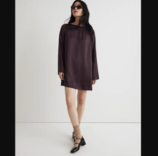 Madewell Womens Medium Purple Satin Shift Mini Dress