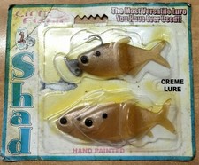 NIP Vintage Creme Lure Lit'l Fishie 3" Shad hand painted orange Color 3 piece