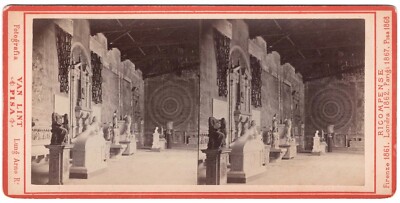 E. Van Lint ca. 1869 stereoview of the Gallery of the Campo Santo at Pisa, Italy