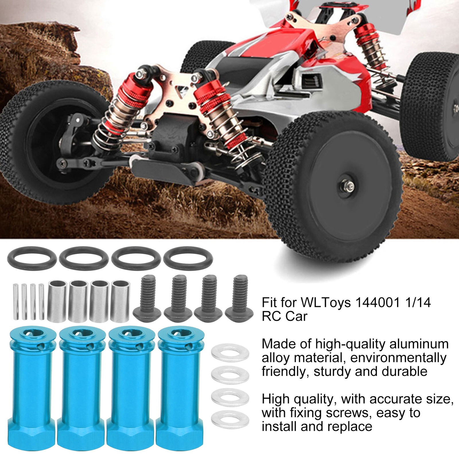 RC Aluminum Alloy Wheel Hub Hex Extension Adapter for WLToys 144001