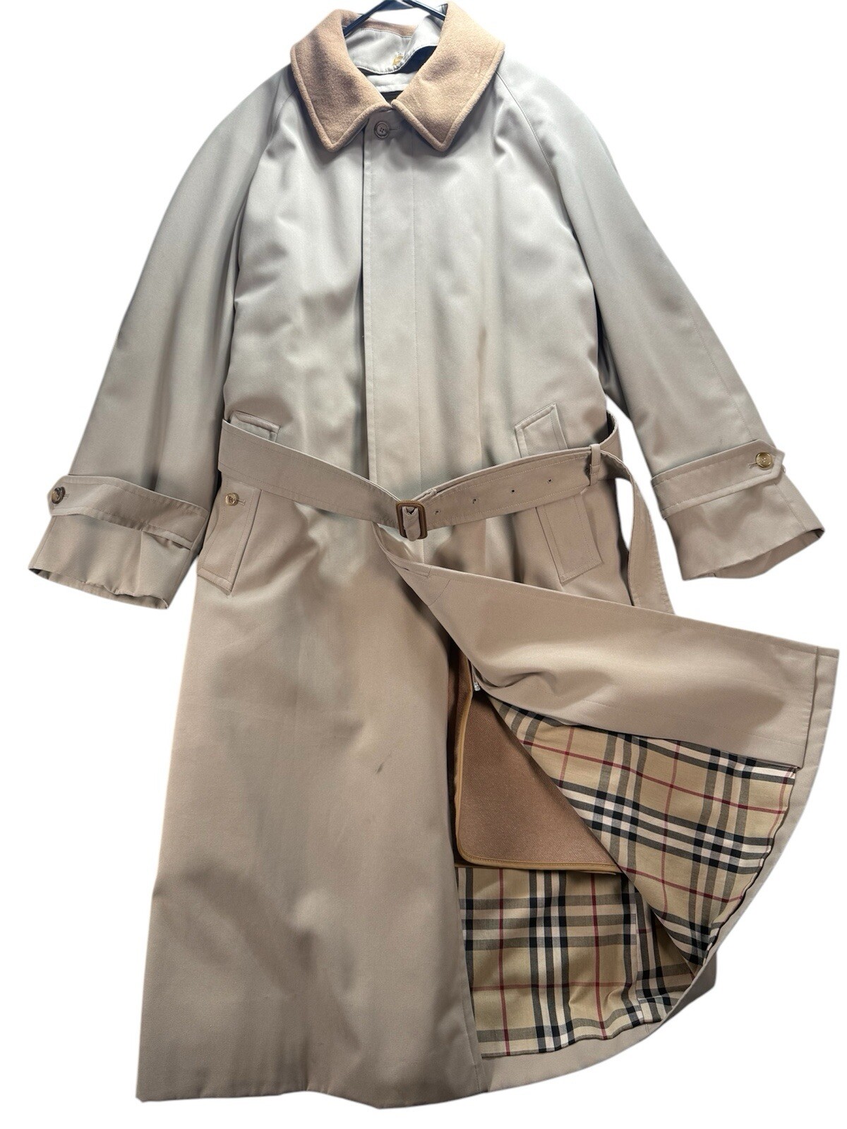 Vintage Burberry London Trench Coat With Detachable Wool Lining Men's Size 42 R