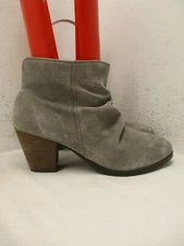 Diba Gray Suede Leather Side Zip Ankle Boots Womens Size 9 M Style 90208