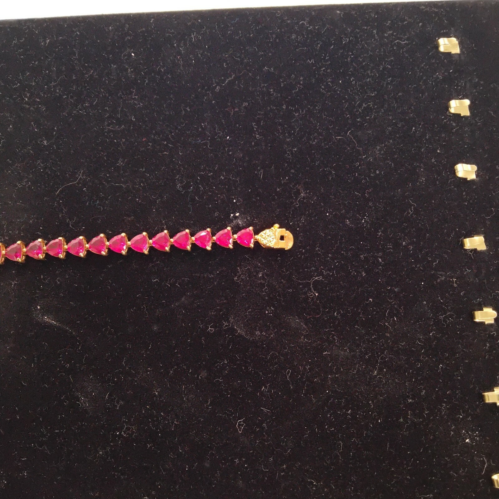 Gold Toned Sterling Silver Ruby (Lab) Bracelet 18… - image 3