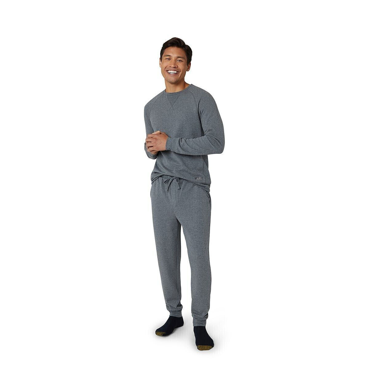 Eddie Bauer Mens 2-Piece Lounge Set Top Jogger Pants (Dark Grey