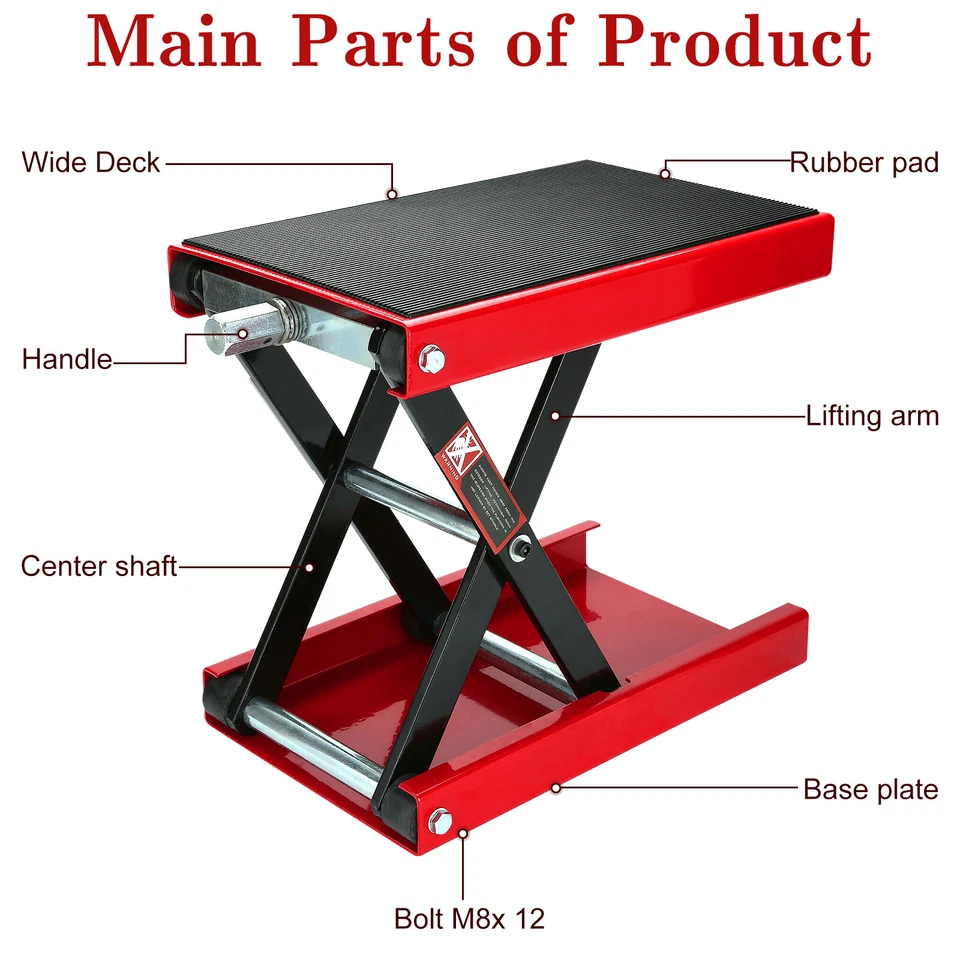 Motorcycle Center Scissor Lift Jack1100lbs/500kg, Motorbike Stand, Steel Repair - Image 3 of 4