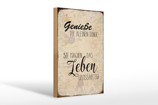 Holzschild Spruch 20X30 Cm GenießE Kleine Dinge Leben Holz Schild Wooden Sign-image