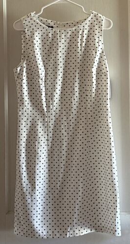 Women’s "ALYX" White with Black Polka Dots Sheath Dress in Size 12
