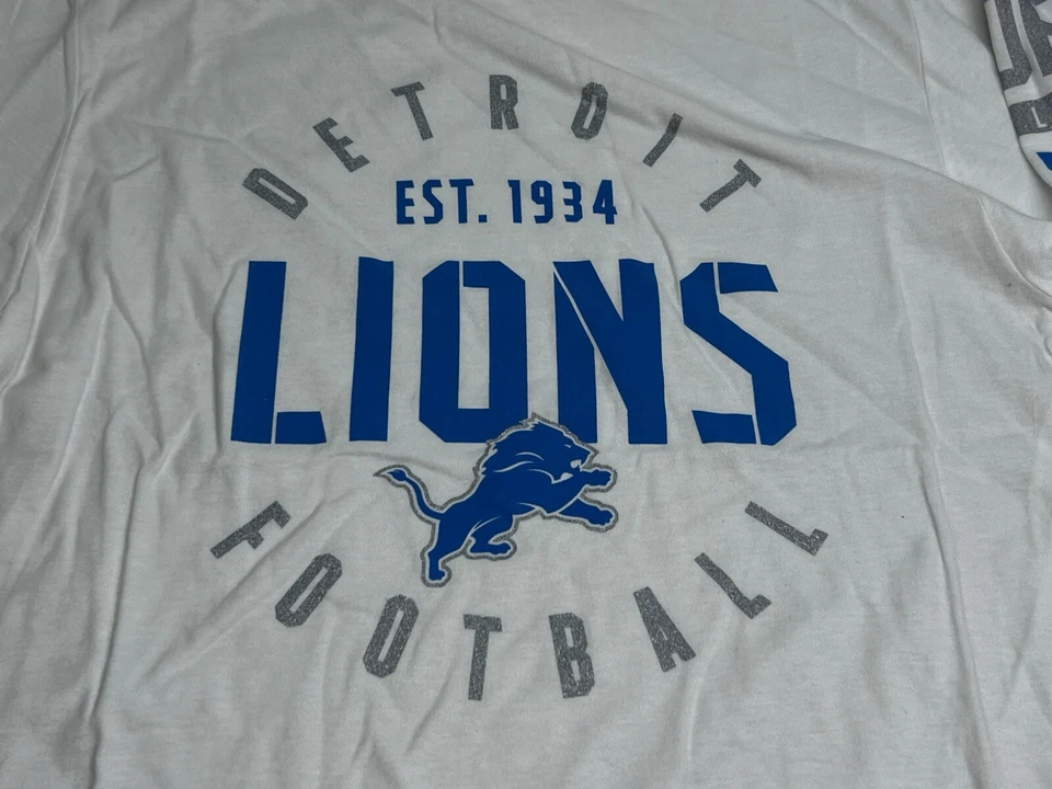 Detroit Lions Defend the Den T-Shirt Long Sleeve Majestic Mens Size Small White - Image 3 of 4