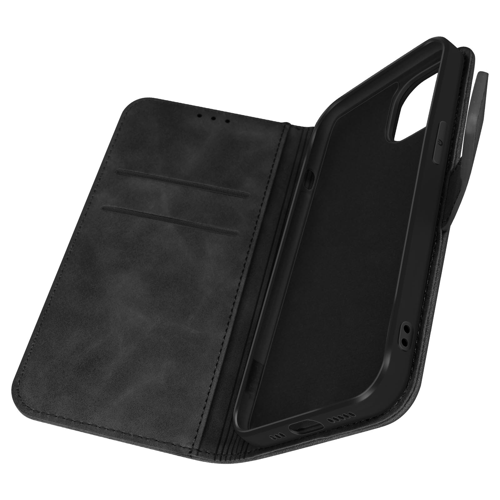 Housse iPhone 13 Forcell Tender Book étui portefeuille chic noir mat