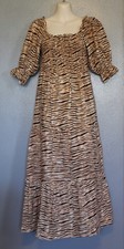 Faithfull The Brand Smocked Puff Balloon Sleeve Linen Midi Dress Us Size 4