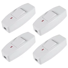 DWEII 4Pcs Inline Cord Switch AC 250V 6A On-Off DPST Feed-Through Rocker Swit...