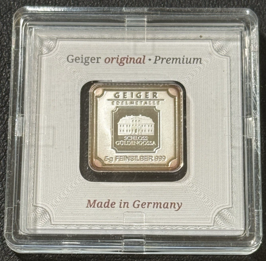 【稼働品】agete シルバー　2Pダイヤ silver刻印　電池交換済 5 Gram .999 Silver Geiger Edelmetalle In Original Square & Capsule