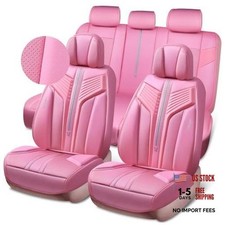 Nappa Leather Seat Covers Cute Girly Car Seat Full Set Full Coverage Pink Nappa Leather Seat Covers Cute Girly Car Seat Full Set Full Coverage Pink