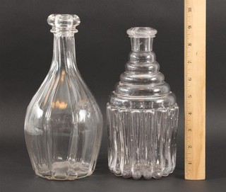 2 Antique 19thC Hand Blown Flint Glass Bottle Decanters Sandwich? Pittsburgh? NR